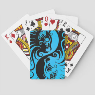 Blue and Black Yin Yang Kittens Playing Cards