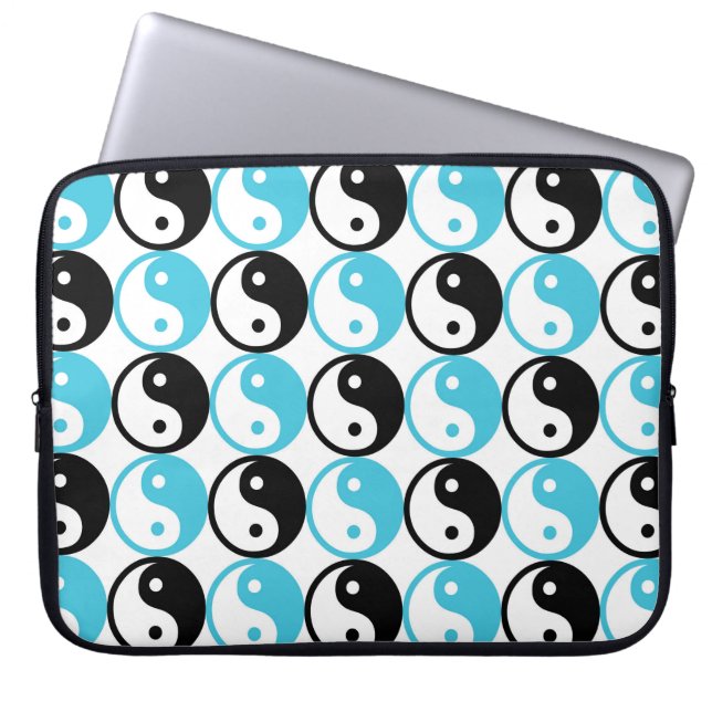 Blue and black yin yang pattern laptop sleeve (Front)