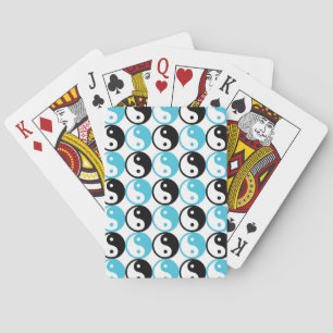 Blue and black yin yang pattern playing cards