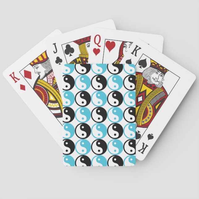 Blue and black yin yang pattern playing cards (Back)