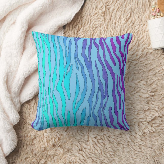  blue and black zebra print  cushion (Blanket)