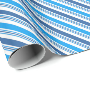 Blue and Blue Diagonal Peppermint Stripes  Wrapping Paper