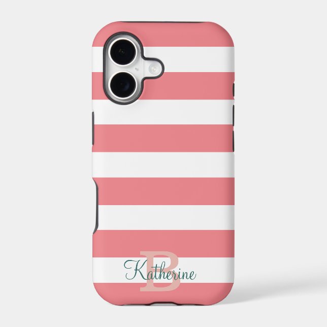 blue and blush preppy stripes monogram (Back)