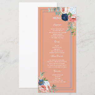 Blue and Blush Roses Menu