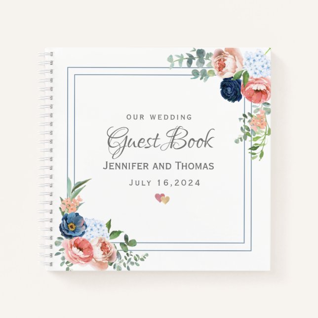 Blue and Blush Roses Notebook (Front)