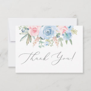 Blue and blush thank you card