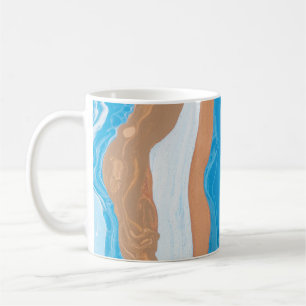 BLUE AND BROWN ABSTRACT PAINTING COFFEE MUG