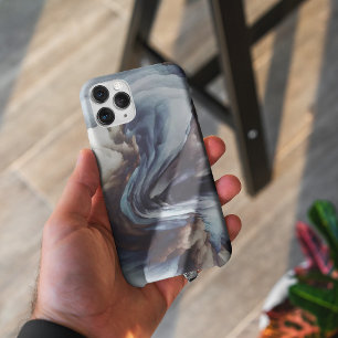 Blue and brown abstract painting iphone cases