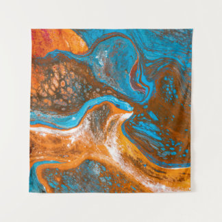 Blue and brown abstract painting tapestry