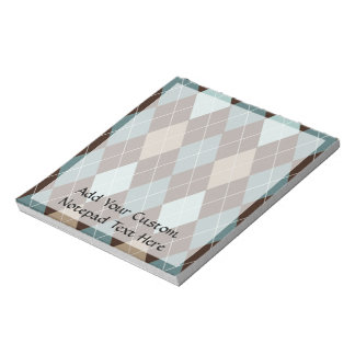 Blue and Brown Argyle Fashion Pattern Notepad