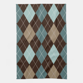 Blue and Brown Argyle Fashion Pattern Tea Towel