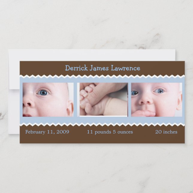 Blue and Brown baby announcement (Front)