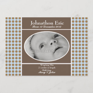 Blue and Brown Baby Boy Birth Announcement