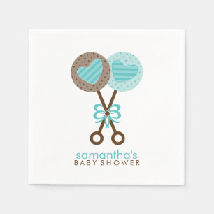 Blue and Brown Baby Rattles Napkin