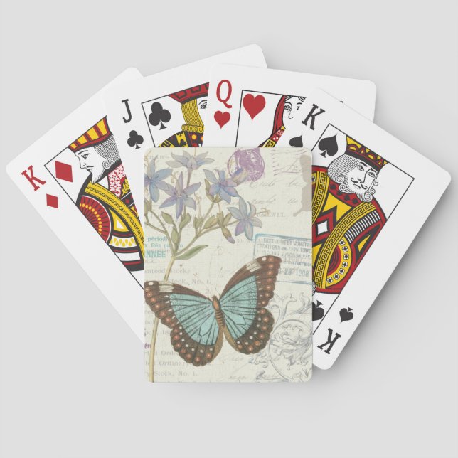 Blue and Brown Butterfly Playing Cards (Back)