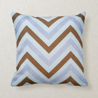 Blue and Brown Chevron Throw PIllow