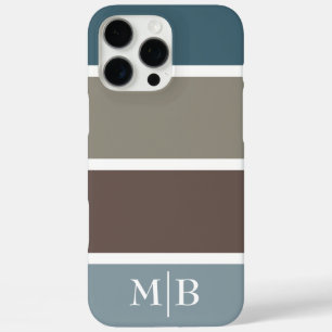 Blue and Brown Colour Block With Monogram iPhone 16 Pro Max Case