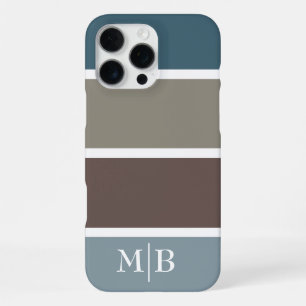 Blue and Brown Colour Block With Monogram iPhone 16 Pro Max Case
