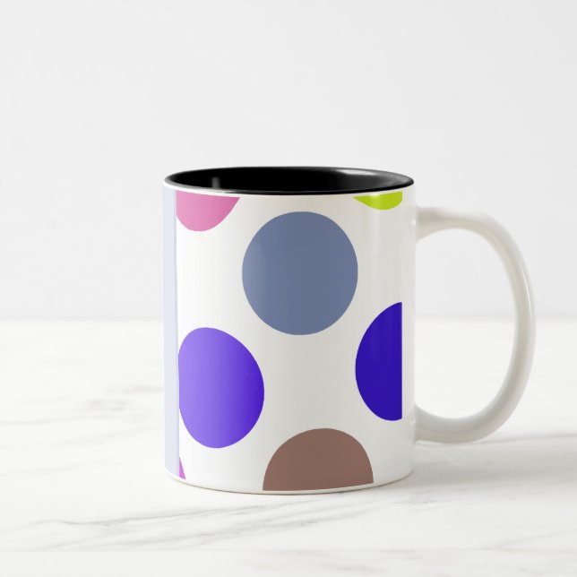 Blue And Brown Colourful Dots Two-Tone Coffee Mug (Right)