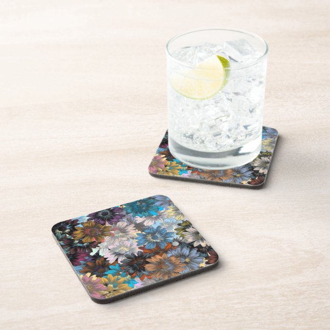 Blue and brown floral coaster (Right Side)