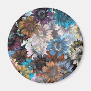 Blue and brown floral magnet
