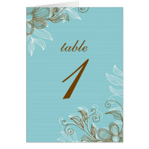 Blue and Brown Floral Table Seating Cards