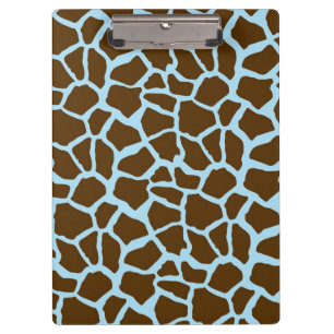 Blue and Brown Giraffe Animal Print Clipboard
