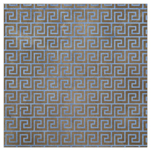 Blue and Brown Greek Key Fabric