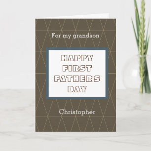 Blue and Brown Happy First Father's Day Grandson Card