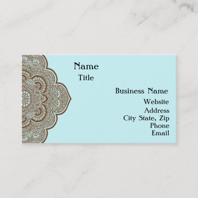 Blue and Brown Henna Business Card (Front)