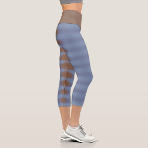 blue and brown High Waisted Capris