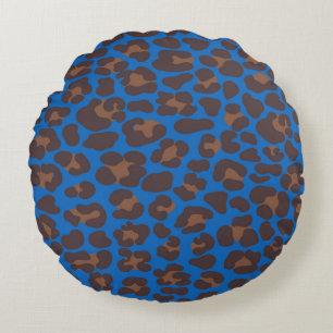 Blue and Brown Leopard Print Outdoor Pillow   Mode