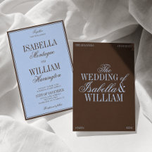 Blue and Brown Luxury Old Money Wedding Invitation