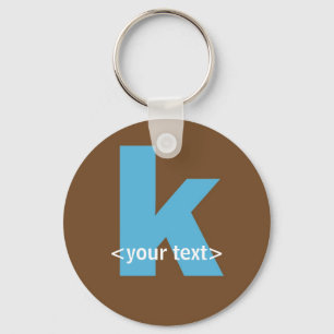 Blue and Brown Monogram - Letter K Key Ring