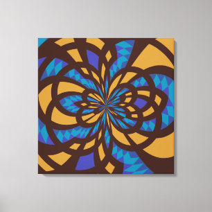 Blue and Brown Mosaic Abstract Art Canvas Print
