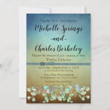 Blue and Brown Ombre Flat Wedding Invitation