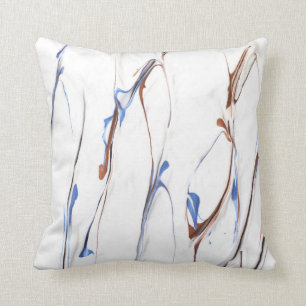 Blue and brown paint streaks cushion