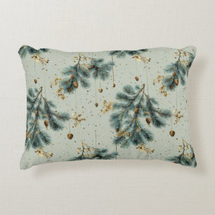 Blue and Brown Pinecone Winter Pattern Decorative Cushion