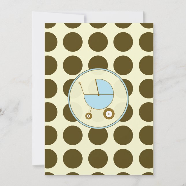 Blue and Brown Polka Dot Baby Shower Invitation (Front)