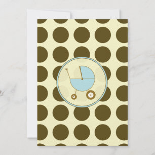 Blue and Brown Polka Dot Baby Shower Invitation
