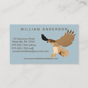 Blue and Brown Red-Tailed Hawk Custom Business Card