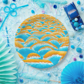 Blue and Brown Rockscape Paper Plate