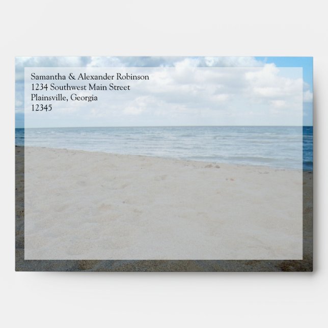 Blue and Brown Sands ~ Beach Wedding Envelope (Front)