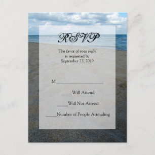 Blue and Brown Sands ~ Beach Wedding RSVP Reply Invitation Postcard