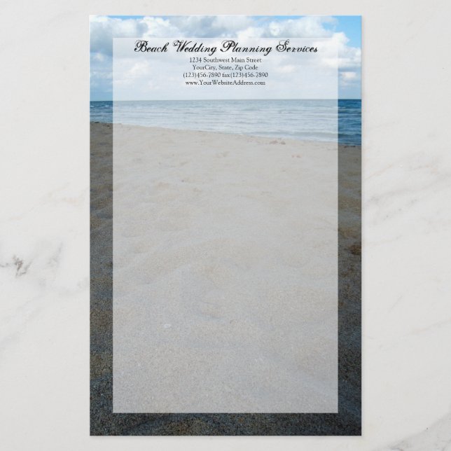 Blue and Brown Sands ~ Beach Wedding Stationery (Front)