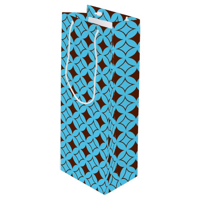 Blue and brown shippo wine gift bag (Front Angled)