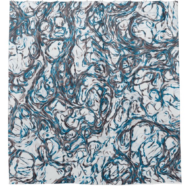 Blue and Brown  Shower Curtain (Front)