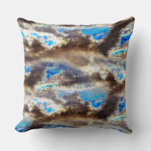 Blue and brown stained texture in a rough woody    cushion