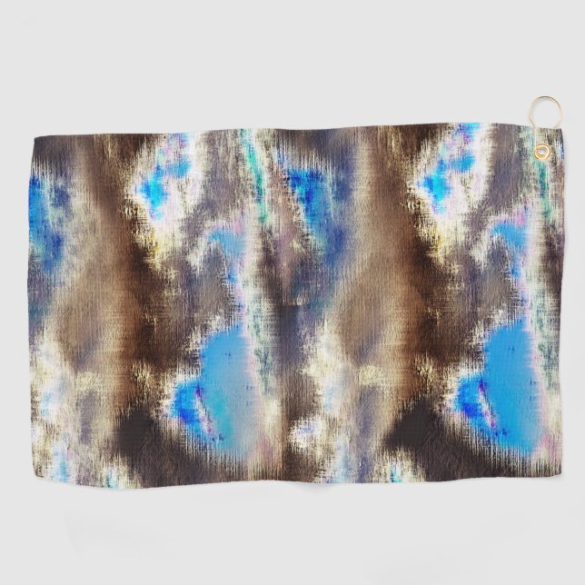 Blue and brown stained texture in a rough woody    golf towel (Horizontal)