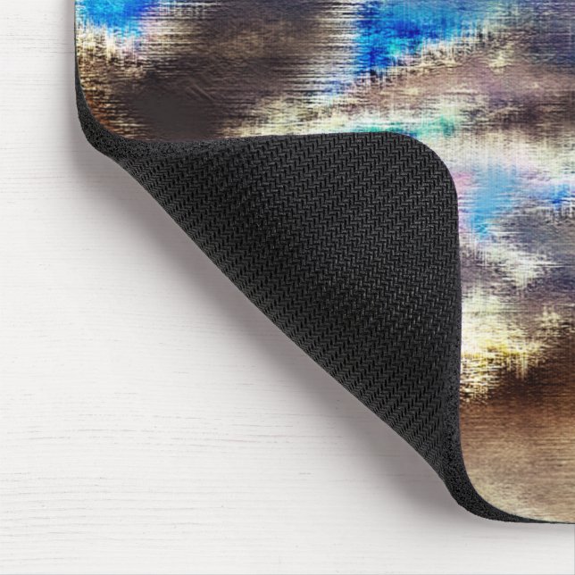 Blue and brown stained texture in a rough woody    mouse mat (Corner)